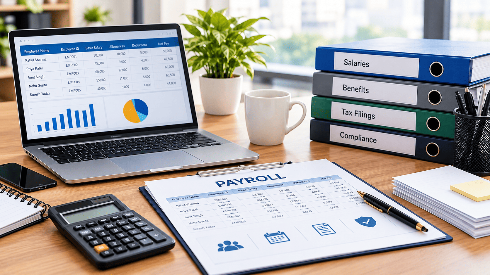 Payroll and financial paperwork