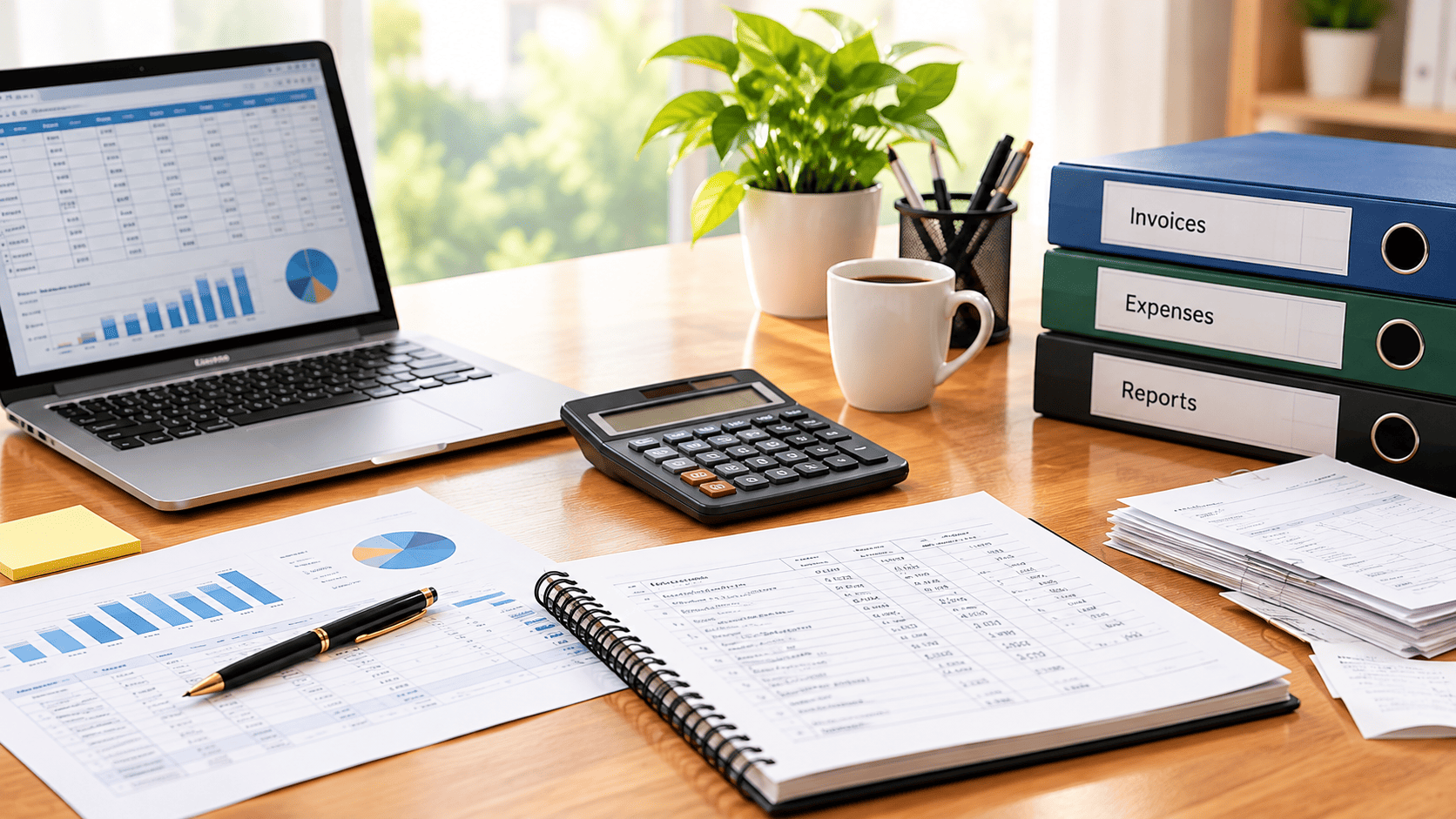 Organized business documents and financial planning