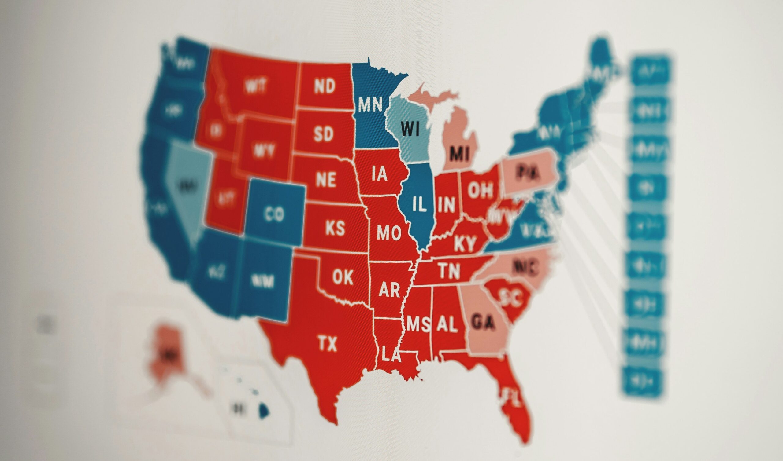 Map representing state tax refund information
